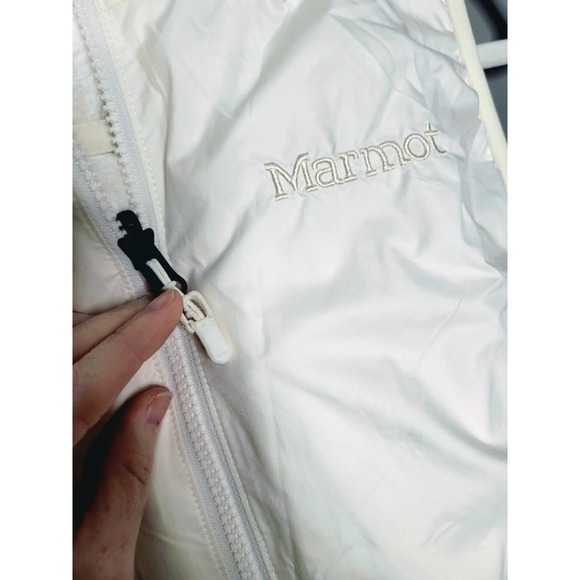 Marmot Reversible Zoey Vest Jacket White Hooded Full Zip Silken And Fleece SZ S - Picture 3 of 9